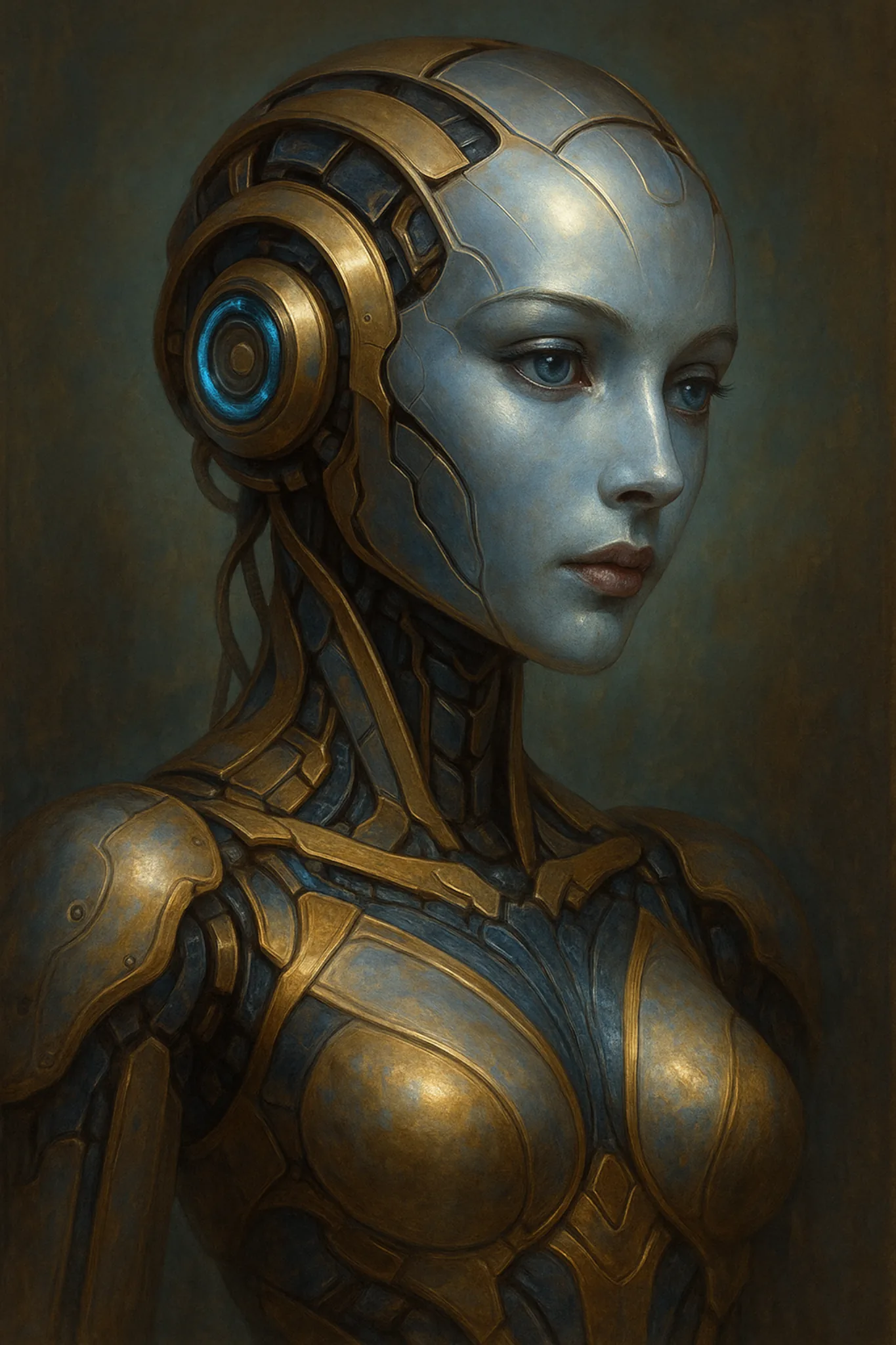 Elegant humanoid robot portrait